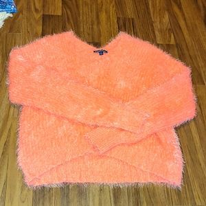 S-M neon Orange fuzzy sweater